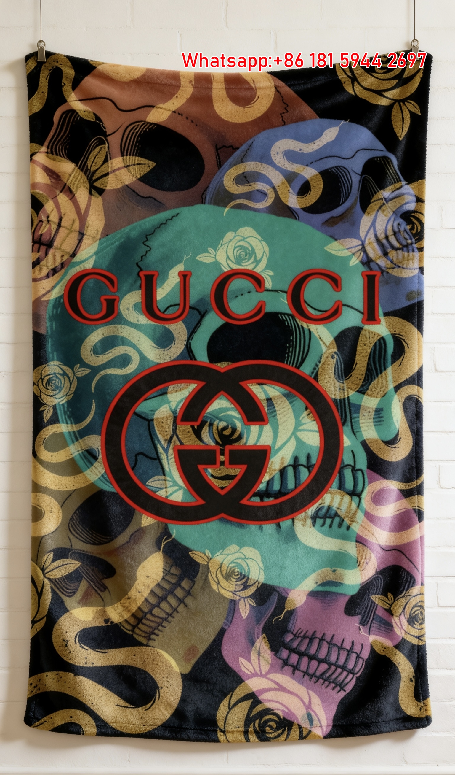 Gucci Gothic Skull & Serpent Tapestry Opulent Skull Gucci Wall Throw blankets IMG_2714
